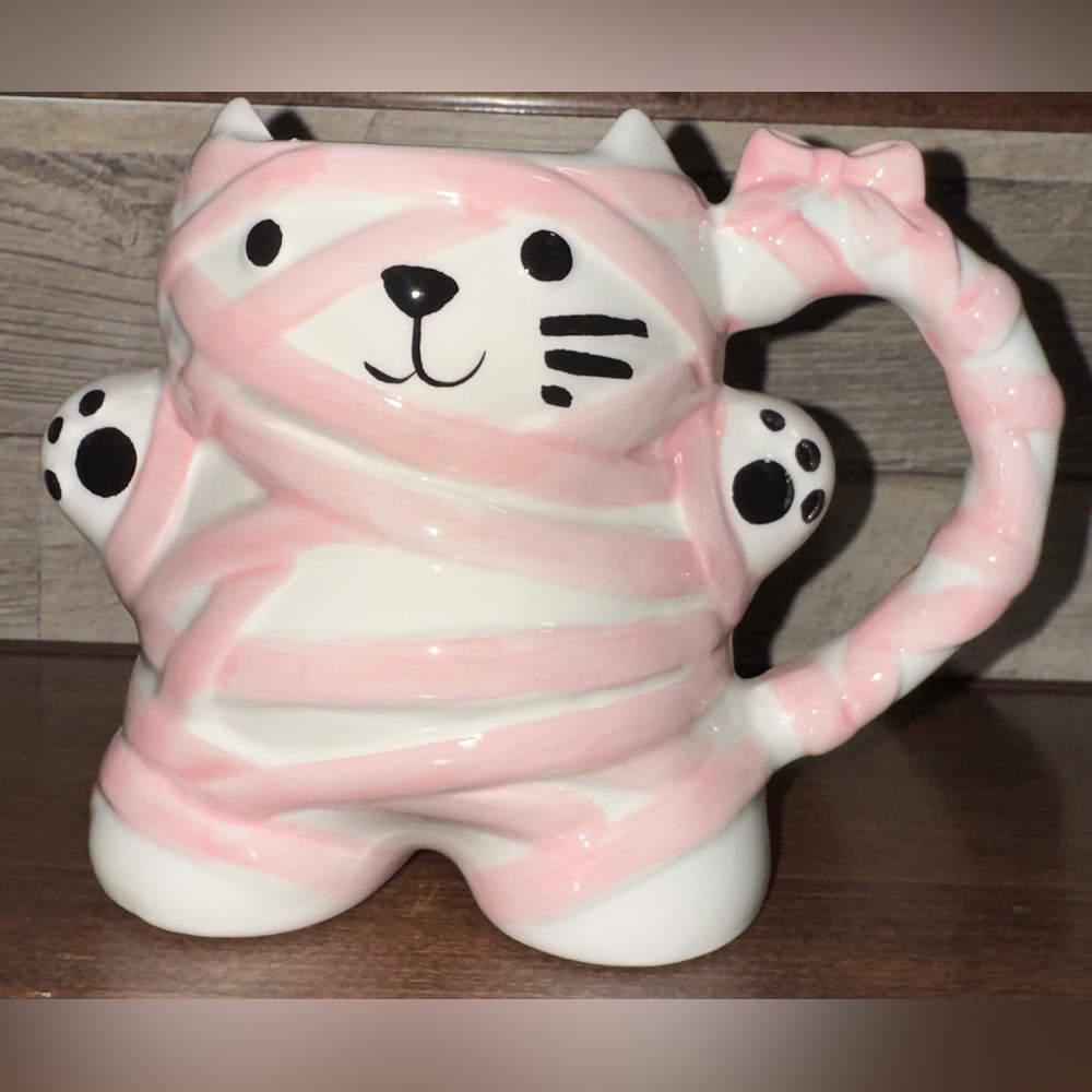 Super Cute 🥰 Halloween Mummy Cat 🐈‍⬛ in Pink Bandages by Cobwebs & Cauldrons